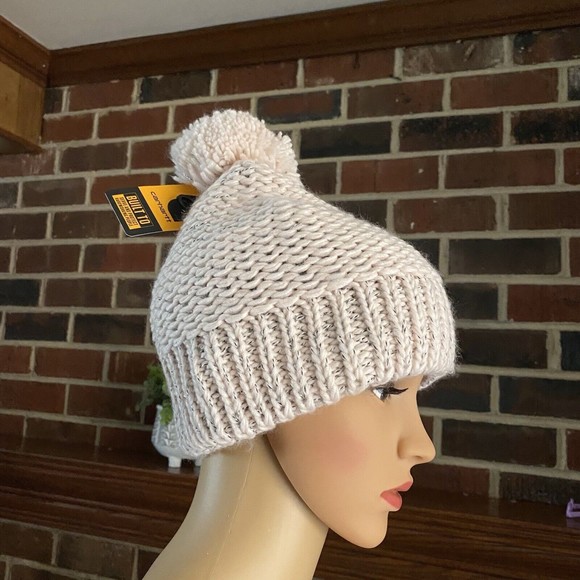 Carhartt Rib Knit Sherpa Lined  Pom Pom Beanie Hat Pink Salt One Size New - Picture 16 of 16